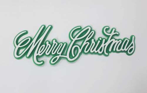 Merry Christmas Script motto - Green/White - Click Image to Close